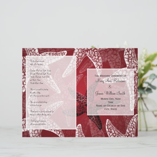 Programme de mariage de plage Starfish Red (Debout devant)