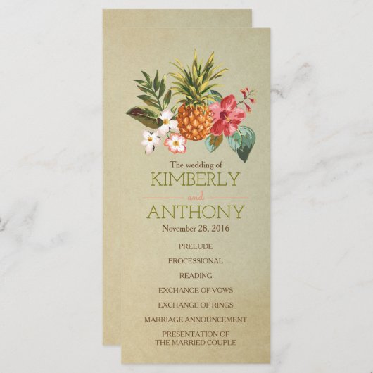 programme de mariage de plage tropicale ananas (Devant / Derrière)