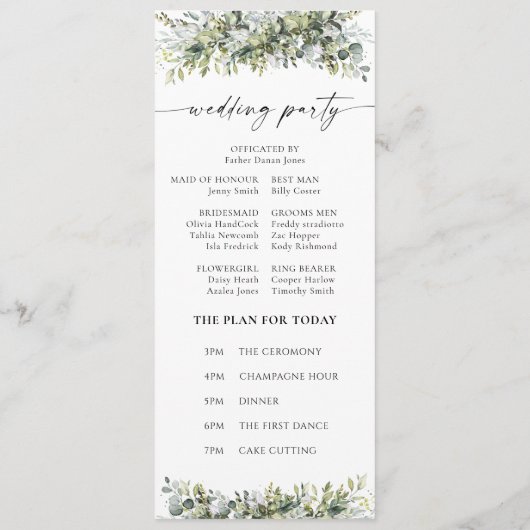 Programme de mariage de plantes vertes (Dos)