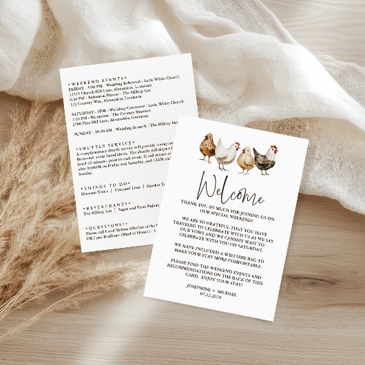 Programme de mariage de poulet rustique et lettre