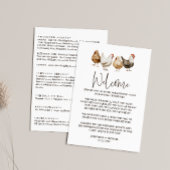 Programme de mariage de poulet rustique et lettre