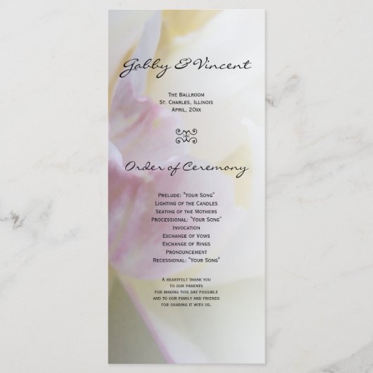 Programme de mariage de printemps pour les fleurs  (Devant)