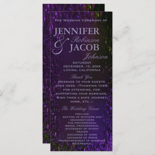 Programme de mariage de prune violette (Devant / Derrière)