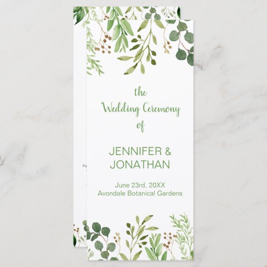 Programme de mariage de rêve botanique (Devant / Derrière)