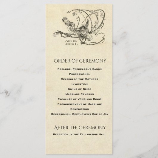 Programme de mariage de rêve de la nuit d'été (Dos)