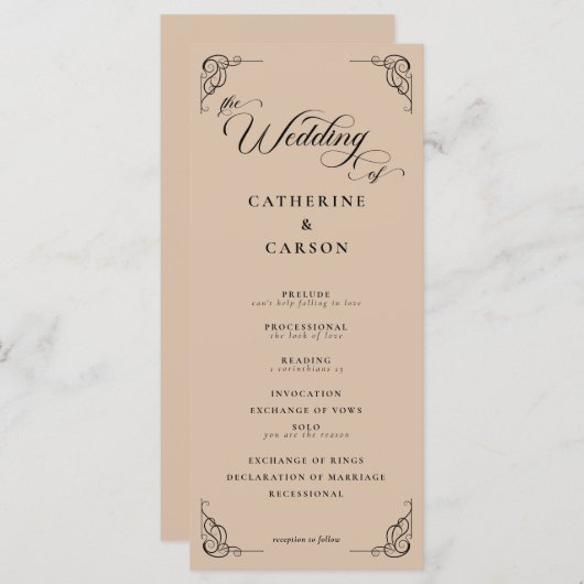 Programme de mariage de script de calligraphie bei (Devant / Derrière)