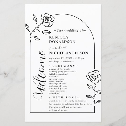 Programme de mariage de script de texte minimal (Devant)