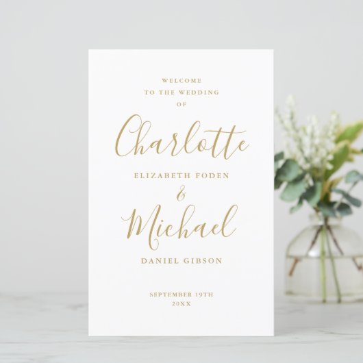 Programme de mariage de script Gold Signature (Debout devant)