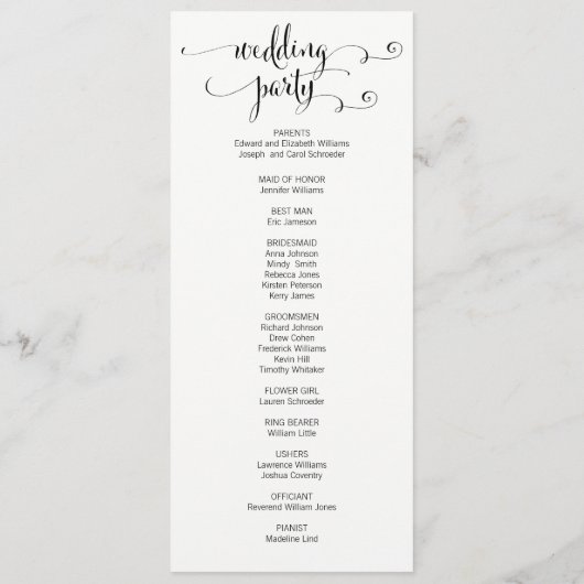 Programme de Mariage De Script Nous Faisons Modern (Dos)