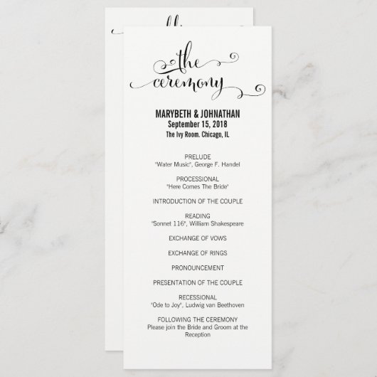 Programme de Mariage De Script Nous Faisons Modern (Devant / Derrière)