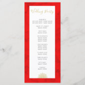 Programme de mariage de style indien rouge or colo (Dos)