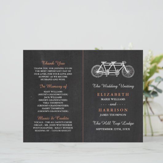 Programme De Mariage De Tandem À Vélo Sur Chalkboa (Debout devant)