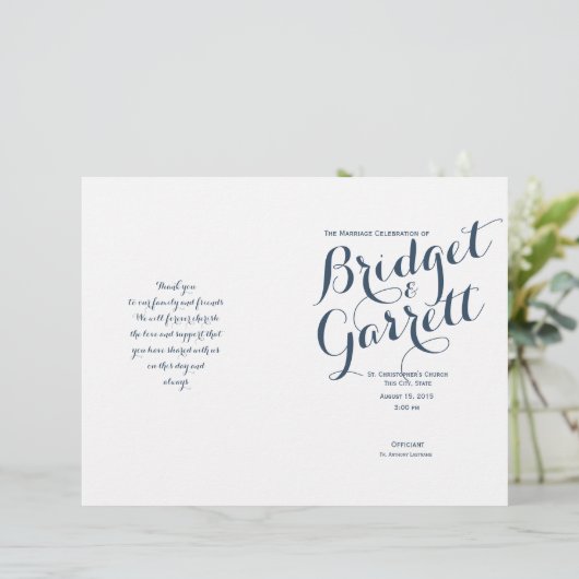 Programme de mariage de texte de concepteur (Debout devant)