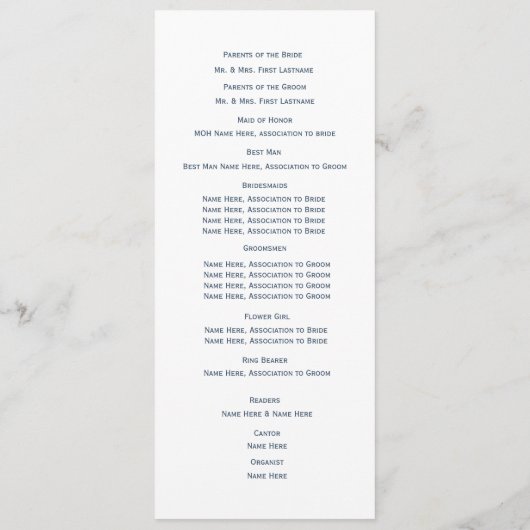 Programme de mariage de texte de concepteur (Dos)