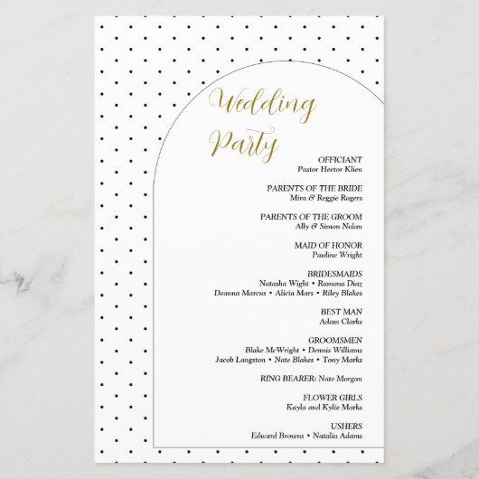 Programme de mariage de texte de script d'arc mini (Dos)