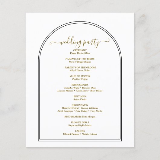 Programme de mariage de texte de script minimal (Dos)