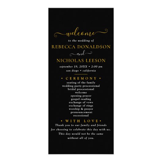 Programme de mariage de texte de script minimal no (Devant)
