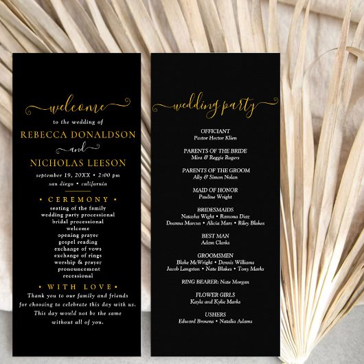 Programme de mariage de texte de script minimal no