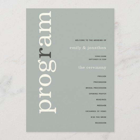 Programme de mariage de texte ivoire de taille sim (Devant)