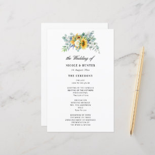 programme de mariage de tournesol rustique eucalyp