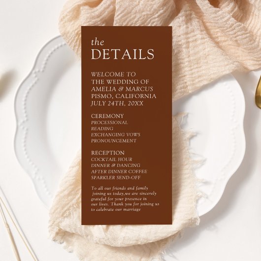 Programme de mariage de typographie moderne et élé