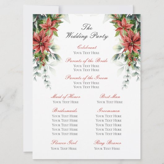 Programme de mariage de vacances Poinsettia (Dos)