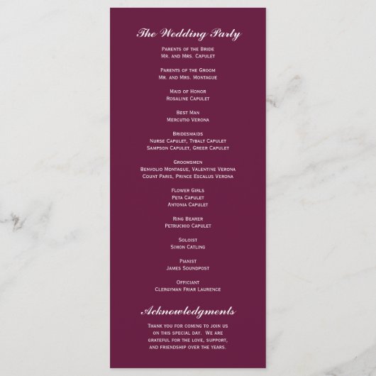 Programme de mariage de vignoble (Dos)