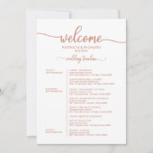Programme de Mariage de Week-end Calligraphie Rose (Devant)