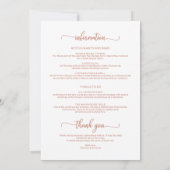 Programme de Mariage de Week-end Calligraphie Rose (Dos)