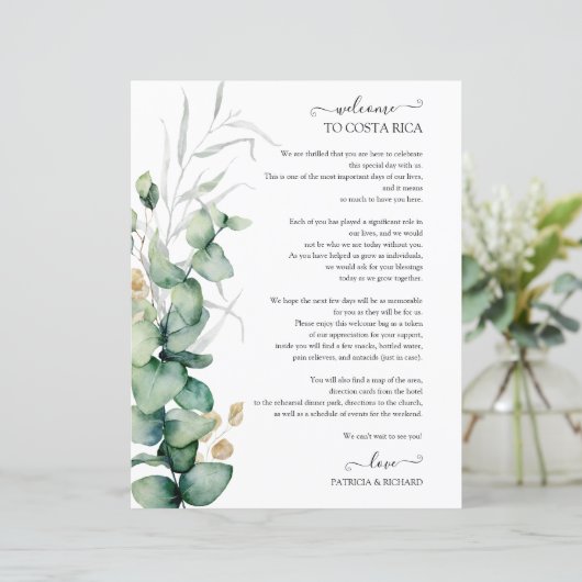 Programme de mariage de week-end verdure Eucalyptu (Debout devant)