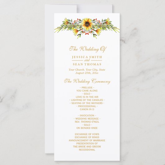 Programme de mariage décoratif Fleurs d'été (Devant)