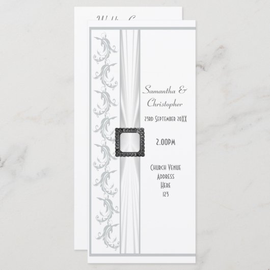 Programme de mariage d'église gris et blanc clair (Devant / Derrière)