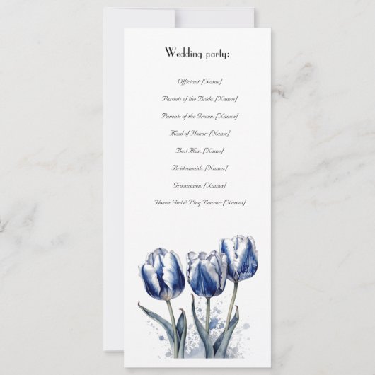 Programme de mariage Delft Blue Tulip (Dos)