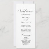 Programme de mariage délicat noir imprimable (Devant)