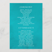 Programme de mariage démodé turquoise et or shabby (Dos)