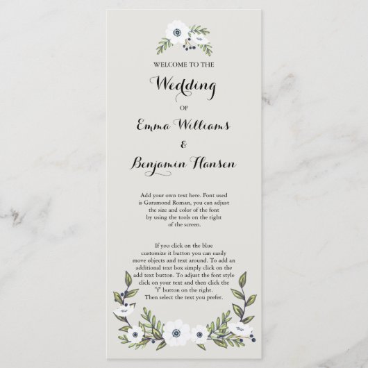 Programme de mariage des anémones peints par la ma (Devant)