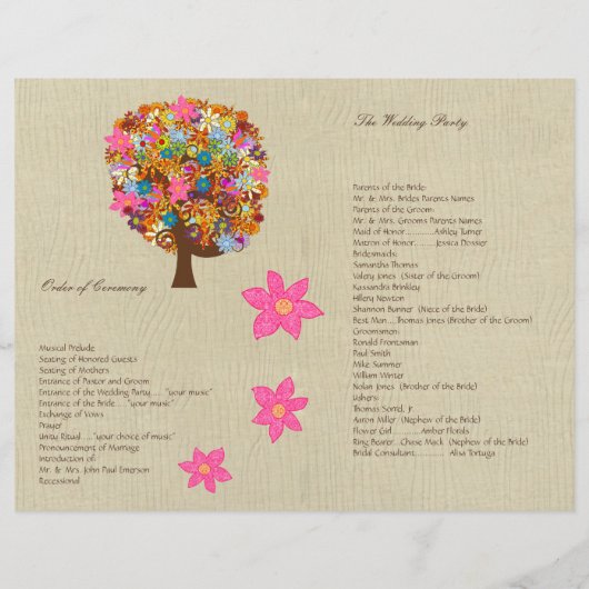 Programme de mariage des arbres fleuris (Dos)