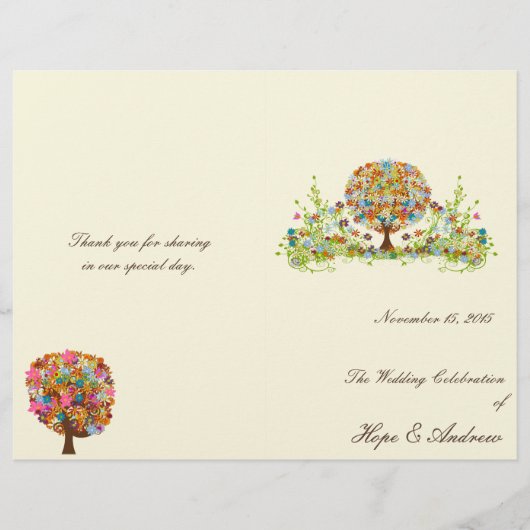 Programme de mariage des arbres fleuris (Devant)