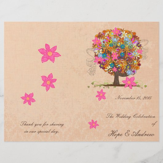 Programme de mariage des arbres fleuris (Devant)