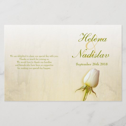 Programme de mariage des boutons de rose blanc (Devant)