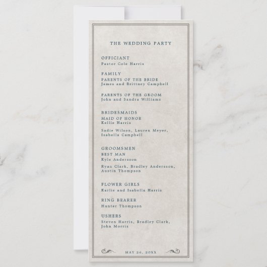 Programme de mariage des casquettes de cowboys occ (Dos)