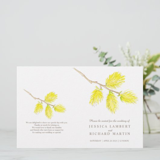 Programme de mariage des catchs jaune aquarelle (Debout devant)