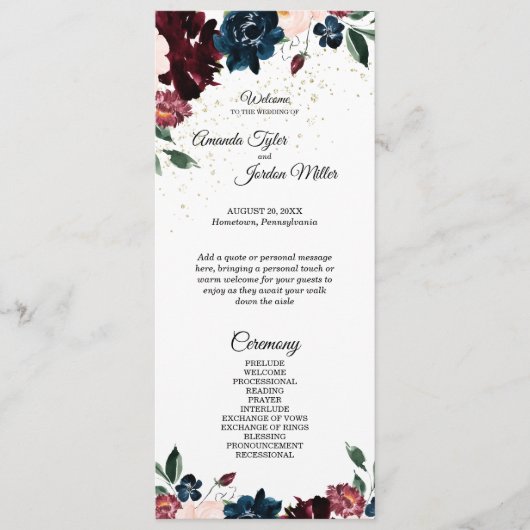 Programme de mariage des célébrations d'été (Devant)