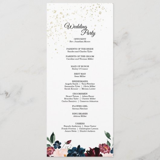 Programme de mariage des célébrations d'été (Dos)