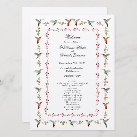 Programme de mariage des colibris (Devant / Derrière)