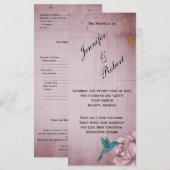 Programme de mariage des colibris roses (Devant / Derrière)