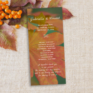 Programme de mariage des couleurs d'automne