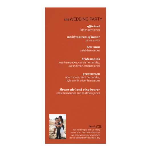 Programme de mariage des épices citrouilles (Dos)