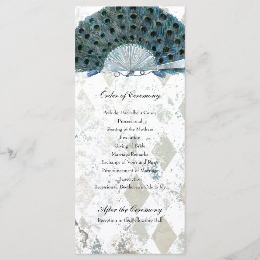 Programme de mariage des fans de Peacock Bleu vint (Dos)