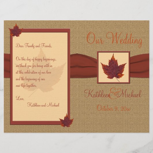 Programme de mariage des feuilles d'automne (Devant)